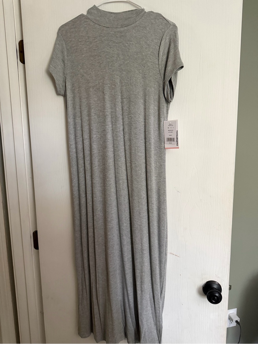 Kohl's Heather Gray Ribbed Short-Sleeve Maxi Dress